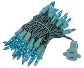 Novelty Lights 11 Feet 50 Bulbs Traditional Incandescent Mini Lights, Teal on Green Wire with 2.5" Spacing, Commercial Grade and UL Listed for Indoor/Outdoor Use, End-to-End Connectable