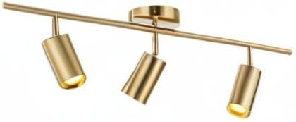 KCO Lighting Modern Brass Gold Track Lighting 3-Lights Modern Kitchen Fixtures Indoor Flush Mount Ceiling Spotlights Dimmable LED Ceiling Spot Light (3-Light)