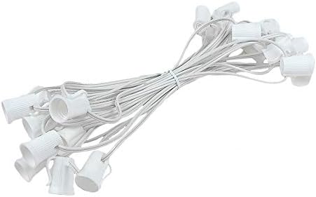 25 Foot C9 Light Strand | White Wire 25 Sockets Intermediate E17 Base | 12" Spacing Outdoor/Indoor Use | Ideal Christmas Lighting | 1 Pack by GoodBulb