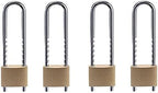 Solid Brass Outdoor Padlocks, 2 inch Wide Body, 4 Pack Keyed Alike Locks with Removable Adjustable-Length Shackle