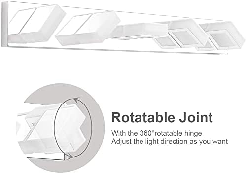 Ralbay LED Modern Chrome Vanity Lights 6 Lights Stainless Steel Acrylic Modern LED Bathroom Vanity Lights Over Mirror (4500K Neutral White Light)