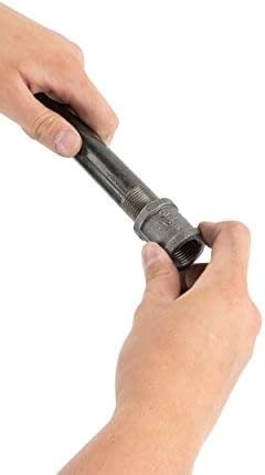 PIPE DÉCOR 1/2” x 12” Malleable Cast Iron Pipe Nipple, Pre Cut Connectors, Industrial Steel Grey Fits Standard Half Inch Black Threaded Pipes Nipples and Fittings, Build Vintage DIY Furniture, 6 Pack