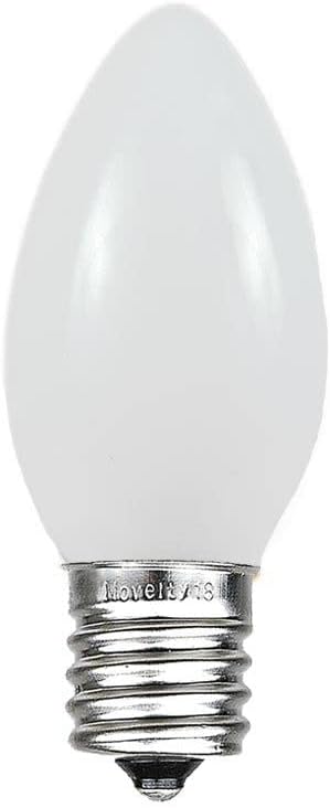 Novelty Lights 500 Case C9 Ceramic Outdoor Christmas Replacement Bulbs, White, E17/C9 Intermediate Base, 7 Watt