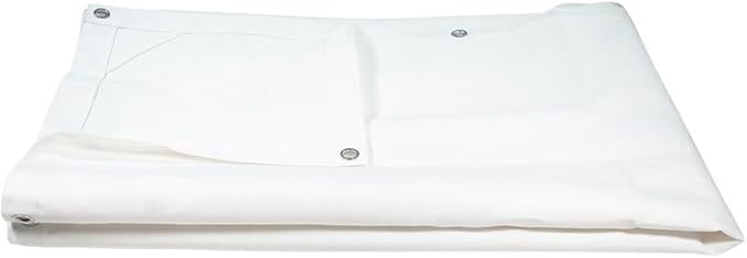Mytee Products 6' x 8' White Canvas Tarp 12oz - Water Resistant & Breathable - Heavy Duty Tarps - Multipurpose Tarpaulin Cover for Camping Tent