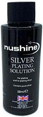 Nushine Silver Plating Solution 1.7 Oz - permanently plate PURE SILVER onto worn silver, brass, copper and bronze (ecofriendly formula)