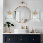 Modern Wall Sconces Set of Two Gold Wall Sconces Indoor Wall Lamp Crystal Wall Light Wall Mounted Room Sconce Wall Lighting Bathroom Vanity Light Fixtures