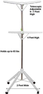 Extra Capacity Garment & Clothes Drying Rack, Adjustable-Height, 120 Pieces of Clothes, Stainless Steel, 4 Caster Wheels