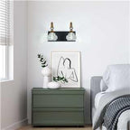 Modern Glass Crystal Vanity Light - Vintage Bathroom Lighting Fixtures Over Mirror, 2 Light Vanity Lights G9 Bulb (11.81 Inch, Black Gold)