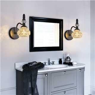 Modern Wall Sconces Set of Two Black Vintage Indoor Glass Wall Lamp Bathroom Vanity Light Fixture Wall Mounted Room Sconce Wall Lighting