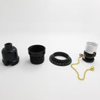 6 Pack Lamp Socket Replacement, Phenolic Medium Base Light Socket, E26 Screw Bulbs Edison Retro Pendant Lamp Holder, Lampshade Ring, 1/8 IP Thread Cap (Lamp Socket Pull Chain)