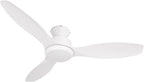48" Ceiling Fan with Light amd Remote, White Flush Mount Ceiling Fan with 3 Blades,3 Color Light, 6 Speed, Queit DC Motor, for Bedroom/Outdoor/Patios, White