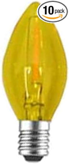 10 Pack Christmas Replacement Yellow Bulbs,Outdoor Individual LED Bulbs for Events, Holiday Parties, Patios C7/E12 Candelabra Base,Shatterproof Plastic