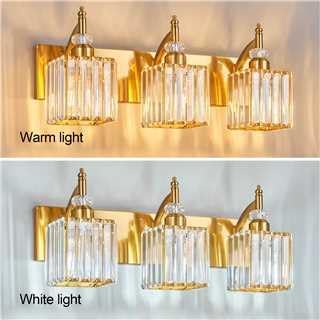 Crystal Vanity Lights - Gold 3 Light Modern Vanity Light for Bathroom