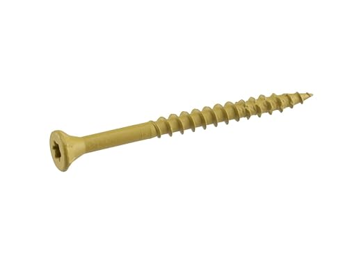 Deck Plus 1-5/8 Inch Epoxy Coated Exterior Wood and Fence Screws #8 x 1-5/8" Torx/Star Drive Included Coarse Thread, Outdoor Rust Resistant Decking Screw, Tan, Keg, 1700 Pieces | 49323
