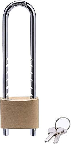 Solid Brass Outdoor Padlocks, 2 inch Wide Body, 2 Pack Keyed Alike Locks with Removable Adjustable-Length Shackle
