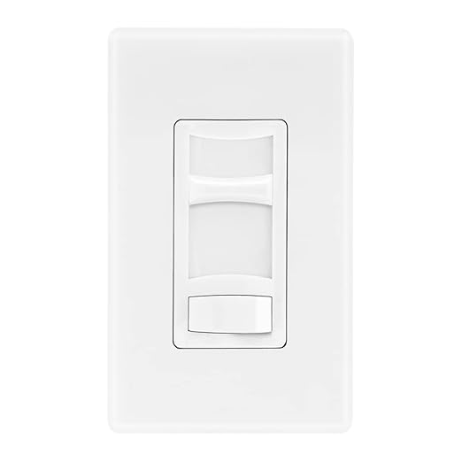 Maxxima LED Slide Dimmer Switch - 3-Way/Single Pole Decorative Electrical Light Switch, 600 Watt Max, LED Compatible On/Off Switch, Screwless Wall Plate Cover Included