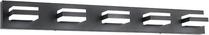 SOLFART Black 5 Light Bathroom Vanity Lights Over Mirror LED Modern Vanity Lights for Bathroom 5 Lights