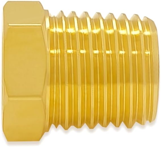 Hooshing 6PCS Brass Reducer Hex Bushing 3/8" NPT Male to 1/8" NPT Female Thread Pipe Fitting Hose Tube Convert Adapter