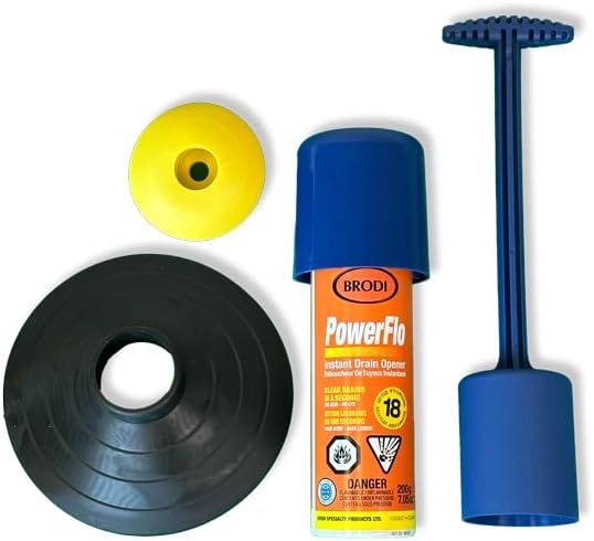 PowerFlo is a non-chemical, Safe Instant Drain Opener for all Diameter Drains. Does not use air pressure or chemicals. Powerful solution with 18 applications (Full Starter Kit)