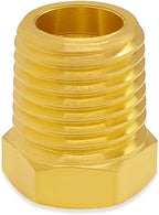 Hooshing 6PCS 1/4" NPT Male to 1/8" NPT Female Brass Reducer Hex Bushing Brass Fitting Pipe Tube Convert Adapter