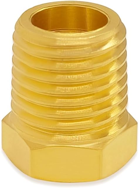 Hooshing 6PCS 1/4" NPT Male to 1/8" NPT Female Brass Reducer Hex Bushing Brass Fitting Pipe Tube Convert Adapter