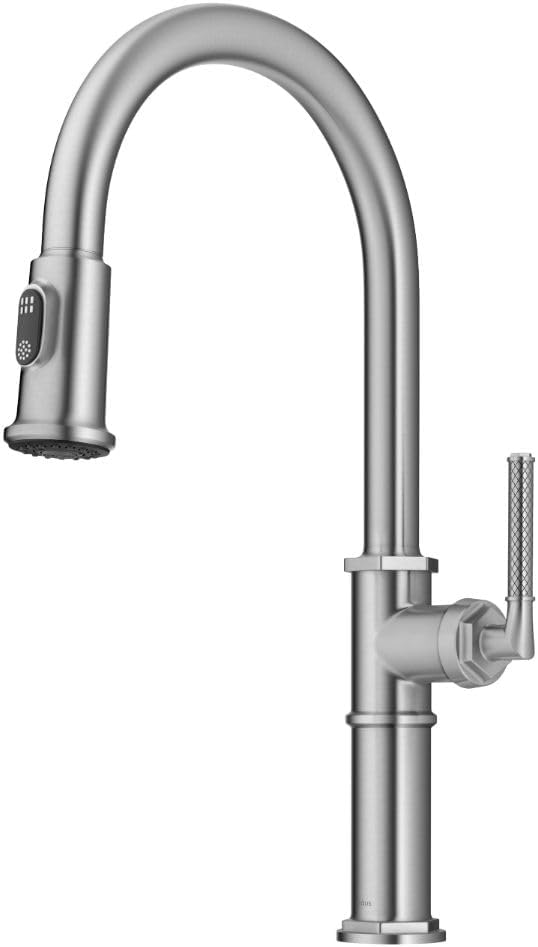 KRAUS® Allyn™ Traditional Industrial Pull-Down Single Handle Kitchen Faucet in Spot-Free Stainless Steel, KPF-4100SFS