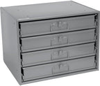 Global Industrial Durham Steel Compartment Box Rack with 4 Adjustable Divider Compartment Boxes, 20 x 15-3/4 x 15