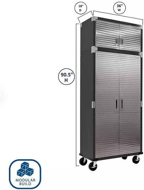 Heavy Duty 8-Piece Steel Garage Cabinet Storage Set with Rolling Workbench, 12 Feet Wide (Graphite)