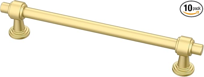 Alzassbg 10 Pack Matt Gold Cabinet Pulls, 6-1/4 Inch(160mm) Hole Centers Cabinet Handles Kitchen Hardware Straight Bar for Cabinets and Drawer AL3505MGP