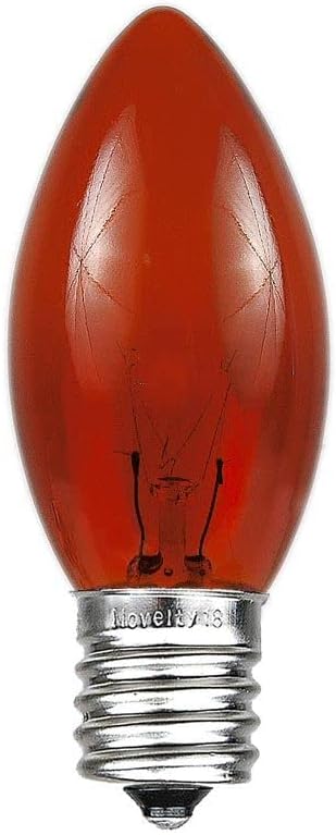 Novelty Lights 500 Case C9 Outdoor Christmas Replacement Bulbs, Amber, E17/C9 Intermediate Base, 7 Watt