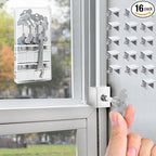 [16 Sets] Sliding Window Lock with Key Aluminum Alloy Adjustable Security Lock (Silver) Single Hole Quick Installation Anti-Theft and Anti-Theft Suitable for Vertical/Horizontal Windows
