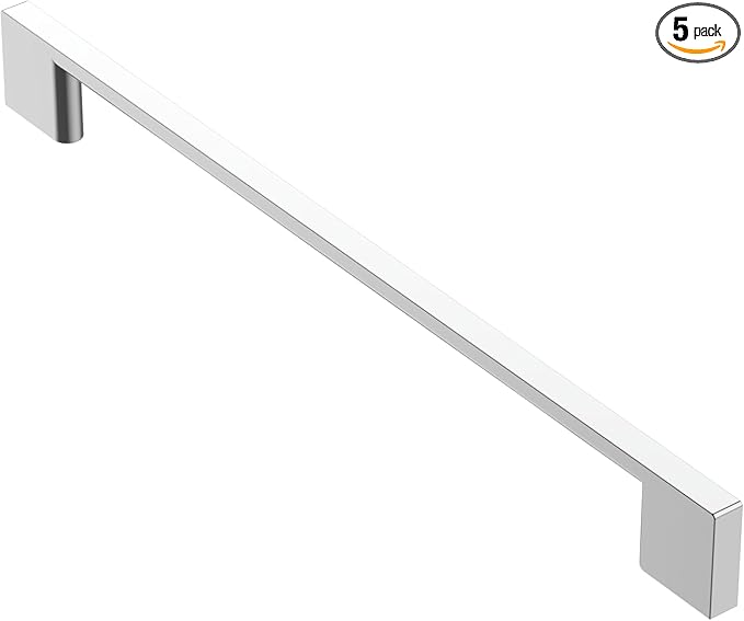 Alzassbg 5 Pack Matt Black Cabinet Pulls, 8.75 Inch(224mm) Hole Centers Rectangle Cabinet Handles Kitchen Pulls for Drawers and Cabinets AL3051CP