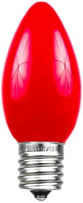 Novelty Lights 500 Case C7 Outdoor Ceramic Christmas Replacement Bulbs, Red, C7/E12 Candelabra Base, 5 Watt