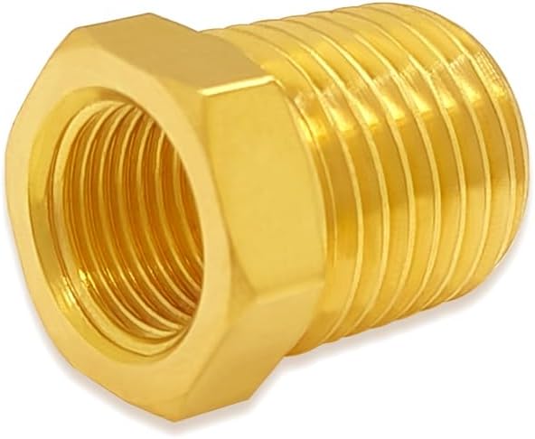 Hooshing 6PCS Brass Reducer Hex Bushing 3/8" NPT Male to 1/8" NPT Female Thread Pipe Fitting Hose Tube Convert Adapter