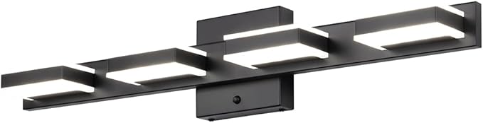 mirrea 24" Black Vanity Lights for Bathroom 4 Light Vanity Lighting Fixtures for Mirror 3 CCT Adjustable LED Vanity Light