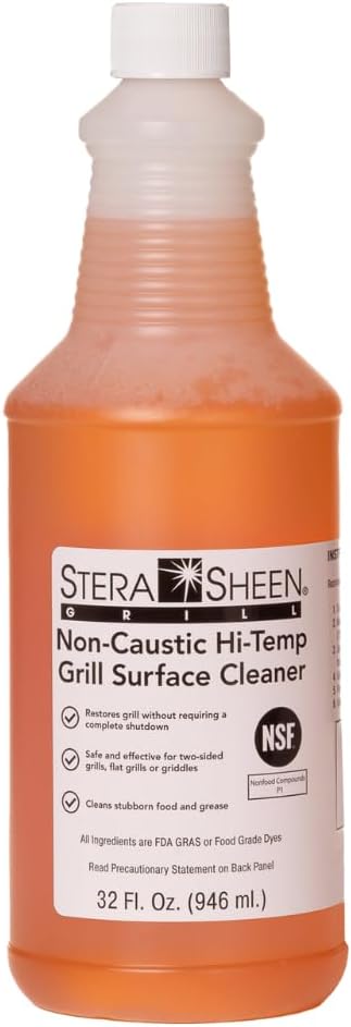 Stera Sheen - Grill Cleaner - Food Safe, Non-Caustic Formula - Restaurant & Cafe Quality Cleaner for Flat Top Grills and Griddles - Eliminate Tough Encrusted Grease - 32 fl oz Bottle (1 count)
