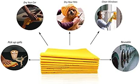 10 Pack Extra Large Original German Shammy Cloths Chamois Towels Absorbent 190g Super Shammy for Pets, Parenting Tool Cleaning for Home and Commercial Use Wholesale Bulk (Orange)
