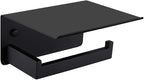 APLusee Toilet Paper Holder with Shelf Matte Black, 304 Stainless Steel Tissue Holder, Wall Mounted
