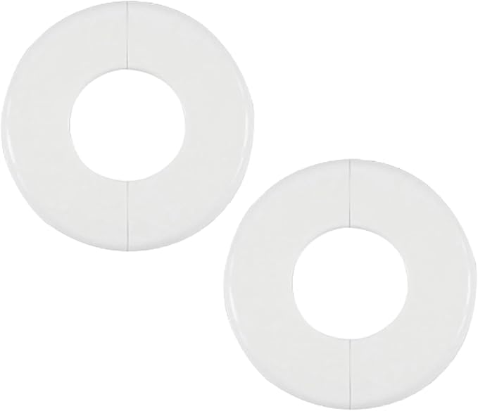 2 Pack Wall Split Flange ABS Round Escutcheon Plate for 2.0"/ 51mm Diameter Pipe Faucet Decoration Accessories (White)
