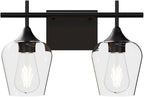 Vanity Bathroom Light, 2-Light Bathroom Light Fixtures Over Mirror, Black Vanity Lights for Bathroom with Clear Glass, Modern Wall Lamp for Cabinet Hallway, Bedroom