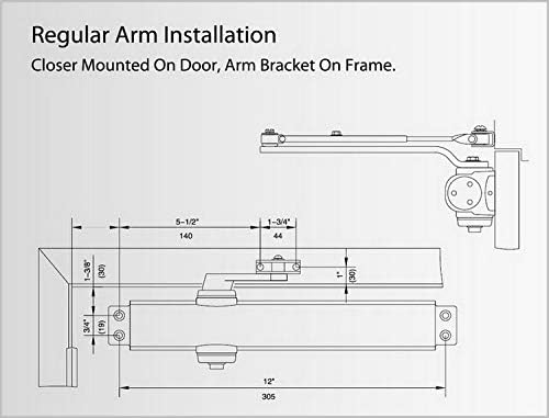 CLG HARDWARE Heavy Duty Commercial Door Closer DC8016 - Slim Line - Surface Mounted, Grade 1- ADA & UL 3 Hour Fire Rated, Adjustable Size 1-6 for Entrances & Aluminum Storefronts - US10D Dark Bronze