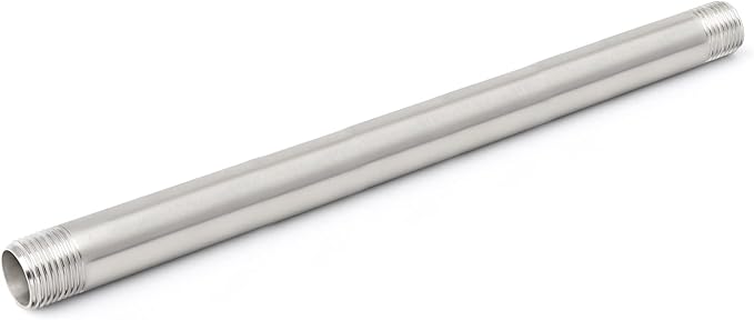 TAISHER 2Pcs Stainless Steel Pipe Fittings, 1/4" NPT x 1/4" NPT Male Threaded, 12" Length Nipple Cast Pipe