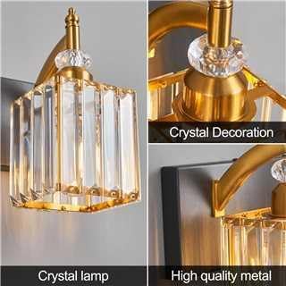 Modern Wall Sconces Set of Two Black Gold Indoor Wall Mounted Room Sconce Crystal Wall Lighting Bathroom Vanity Light Fixtures