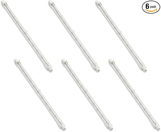 lumenivo 1500 Watt Quartz Halogen Light Bulbs Replacement for GE Proline 24932, Q1500T3CL/PRO-6P 240V T3 Bulb - J Type with R7S Base - Clear Finish - 6 Pack