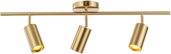 KCO Lighting Modern Brass Gold Track Lighting 3-Lights Modern Kitchen Fixtures Indoor Flush Mount Ceiling Spotlights Dimmable LED Ceiling Spot Light (3-Light)