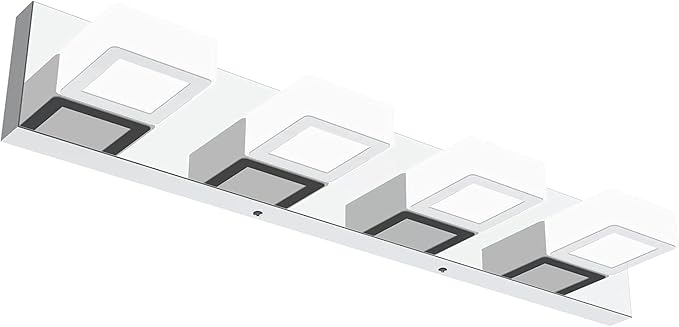 Ralbay LED Modern Vanity Light Bathroom Vanity Lights Over Mirror 4 Light Acrylic Bathroom Wall Light Fixtures Cool White 6000K