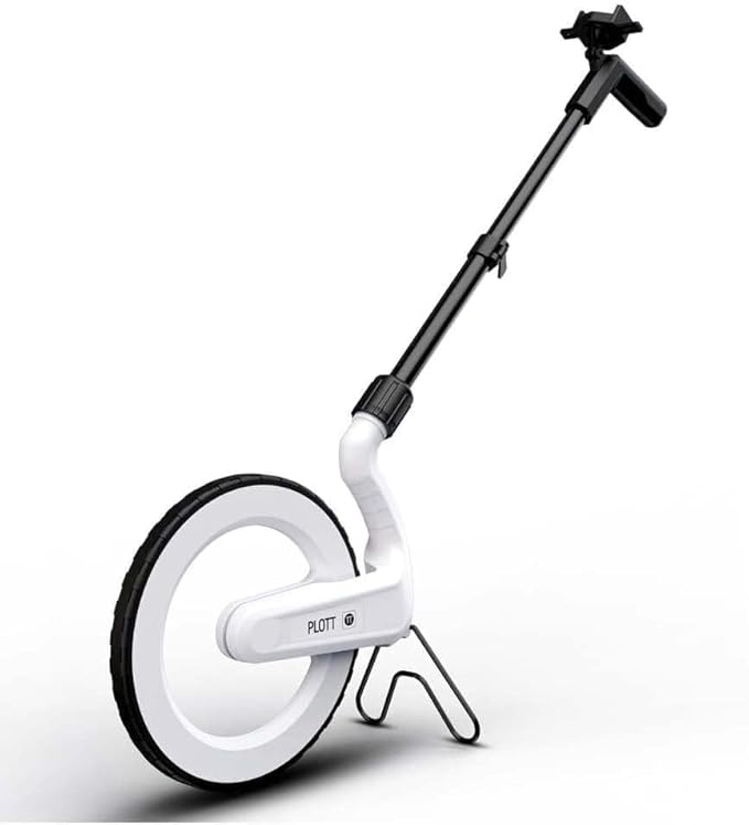 Plott Carta: Digital Mapping Wheel; Electronic Distance Measuring and Estimating; Feet, Inches, Yards, Meters, with Spray Paint Attachment