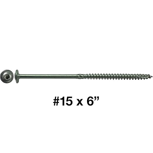 Jake Sales #15 x 6 Construction Lag Screw Stainless Steel T-30 Torx/Star Drive Heavy Duty Lag Screw Far Superior to Common Lag Screws Modified Truss Washer Head (50 Screw Count)