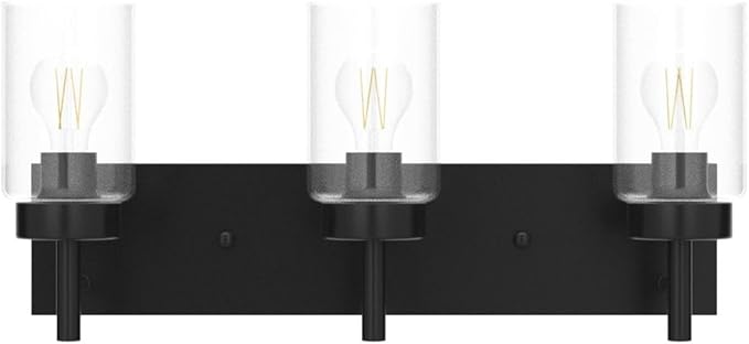 DLLT Wall Light Fixture, Vintage Bathroom Vanity Light with 3 Clear Glass Shade, Wall Sconces Lamp for Powder Room, Hallway, Kitchen, Mirror, Laundry Room (E26 Base)