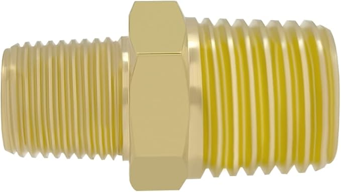 Hooshing 5PCS 1/4" to 1/8" NPT Male Brass Hex Nipple Reducing Pipe Fitting Adapter